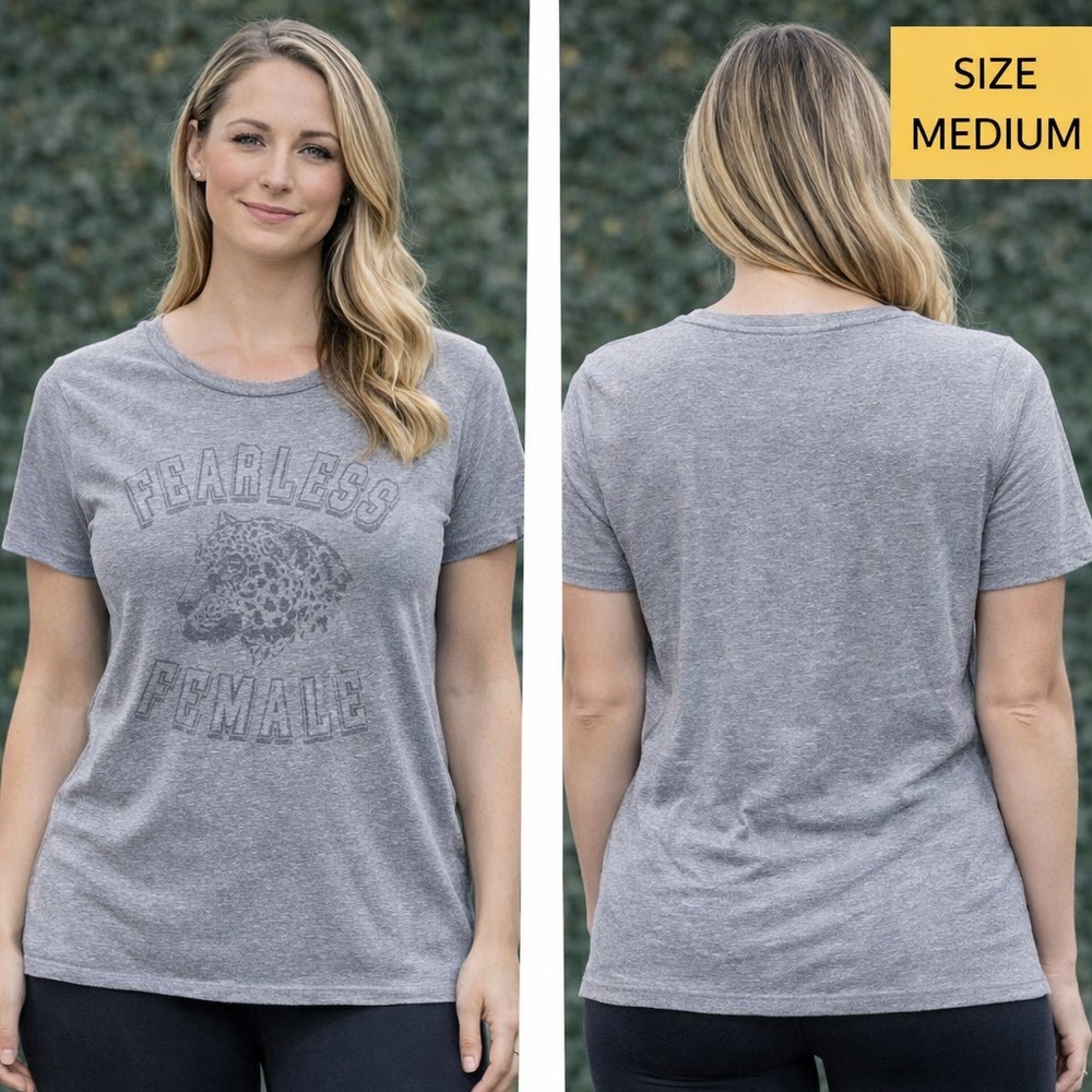 Fearless Female Gray Graphic Tee - Women's Top MEDIUM